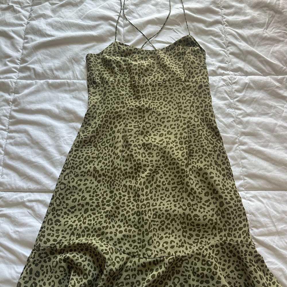 Zara Olive Leopard Print Dress